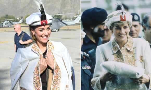 TRADISJONELL HATT: Kate og Diana avbildet med så godt som nøyaktig samme antrekk, med 23 års mellomrom. Foto: NTB Scanpix TRADISJONELL HATT: Kate og Diana avbildet med så godt som nøyaktig samme antrekk, med 23 års mellomrom. Foto: NTB Scanpix